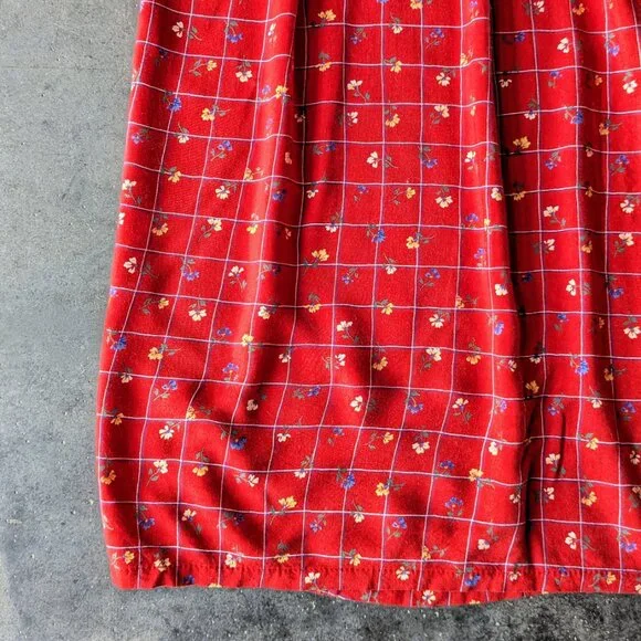 Vintage Pellini Sophisticates Red Patterned Pinafore Overall Maxi Dress small - Picture 5 of 8